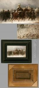 "ruckzug In Sturmischer Winterlandschaft"
Ol/leinwand, Signiert, Datiert: (18)64 "ruckzug In Sturmischer Winterlandschaft"
Ol/leinwand, Signiert, Datiert: (18)64