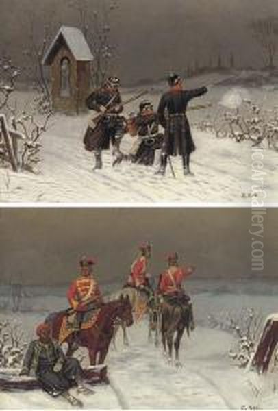 Dragoons In The Snow; And Prussian Infantry - view 1