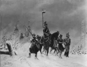 Winterpatrouille Im Krieg
1870/71. Signiert Unten Links: Chr. Sell. Ol Auf Leinwand. H 27; B 35
Cm. by Christian Ii Sell