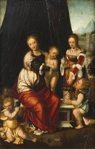 Vergine Con Bambino, Santa Maria Maddalena E Angeli by Vincent Sellaer