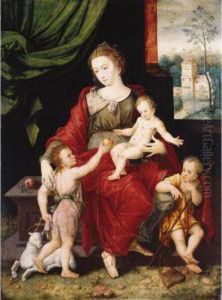 The Madonna And Child With The 
Infant Saint John The Baptist And A Child Pilgrim, A Landscape Visible 
Through A Window Beyond