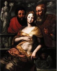 Susannah And The Elders by Vincent Sellaer