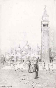 View of the Campanile and Piazza san Marco, Vencie by Nelly Erichsen