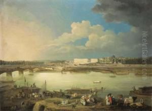 Vue De La Seine, Du Pont Louis Xvi Et De La Place Royale
