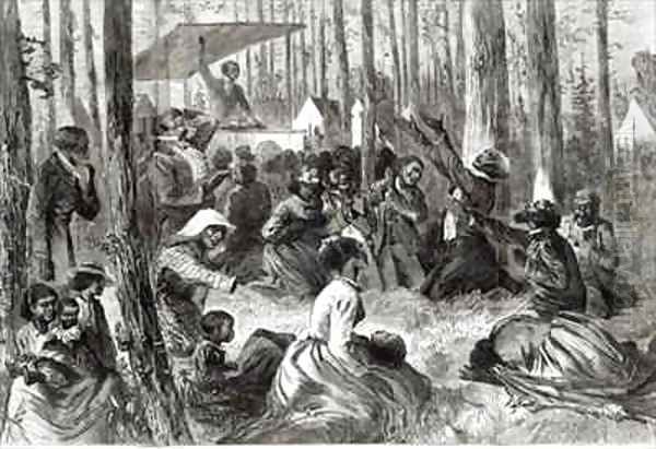 A Negro Camp Meeting in the South - view 1