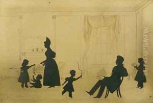 Silhouette of a family scene by Augustin Amant Constant Fidele Edouart