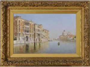 Venice: On The Grand Canal, Looking Towards The S. Maria Della Salute by Rafael Senet y Perez