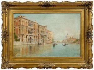 Grand Canal, Venice, With View Of Santa Maria Della Salute by Rafael Senet y Perez