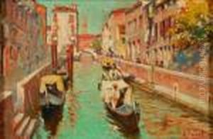 Venetian Canal by Rafael Senet y Perez