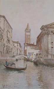 Canal De Venecia Con Gondola