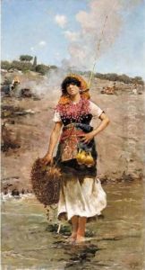Pescadora (a Young Fisherwoman) by Rafael Senet y Perez