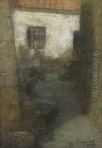 Seated Figure By A Cottage Door