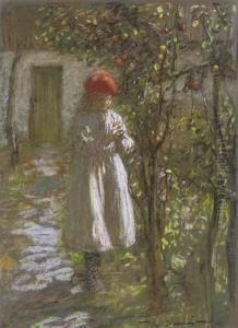 A Young Girl In An Orchard; And The Harvest