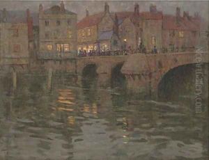 The town bridge, on a summer's evening by Charles Herbert Eastlake