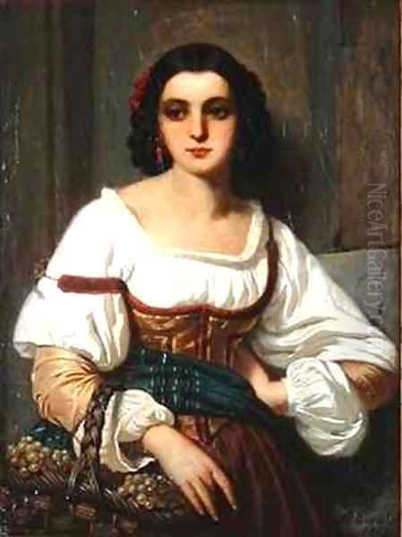 Italian Woman with Basket of Grapes - view 1