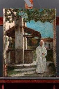 Chiostro Fiorentino Con Frate by Raffaello Sernesi
