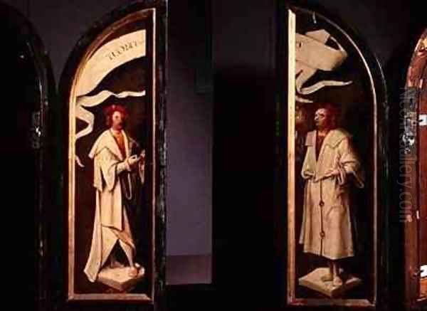 The Cleansing of Naaman Triptych side panels depicting the martyrs Cosmas and Damian protectors against sickness - view 1