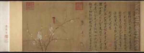 Five coloured Parakeet on a Blossoming Apricot Tree 2 - view 1