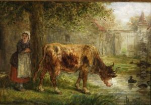 Milkmaid And Her Cow by Antony Serres