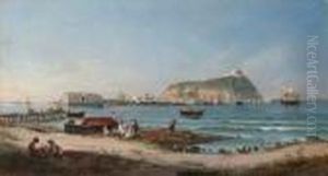 Pescatori Sulla Spiaggia Con Nisida Sullo Sfondo by Giovanni Serritelli