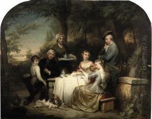 An Elegant Company Making Music And Drinking In A Landscape An Elegant Company Making Music And Drinking In A Landscape