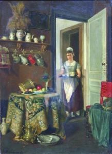 Dienstmeisje In Een Interieur - Bonne Dans Un Interieur. Dienstmeisje In Een Interieur - Bonne Dans Un Interieur.