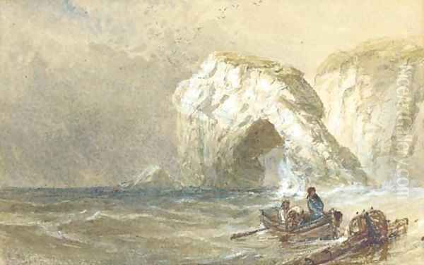 Salvaging the wreck, one off Durdle Dor - view 1