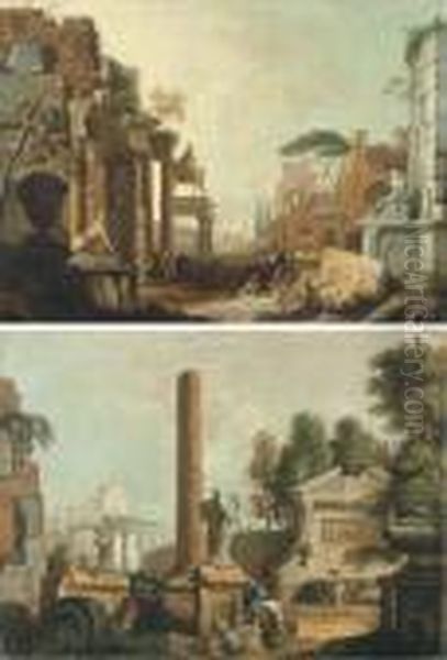 Personnages Au Milieu De Ruines Antiques - view 1
