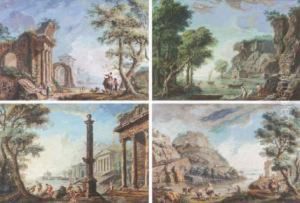 Caprice Architectural/baigneuses/passage Du Gue by Giovanni Niccolo Servandoni
