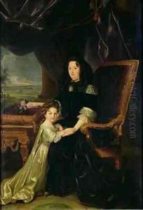 Francoise dAubigne 1635-1719 Marquise of Maintenon and her Niece Francoise dAubigne the Future Duchess of Noailles by Louis Ferdinand (the Younger) Elle