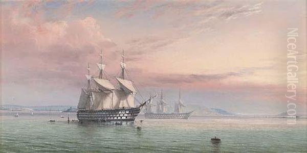 A Three-decker Taking On Provisions In Plymouth Sound - view 1