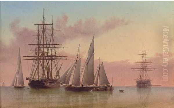 Warships And Other Vessels In A Calm - view 1