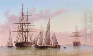 Shipping In A Calm At Dusk by William Frederick Settle