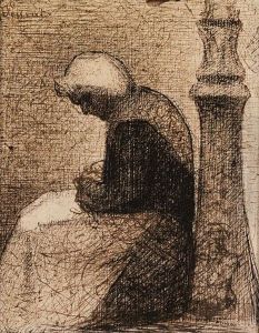 Assise Prs D'un Rverbre (woman Seated Near A Streetlamp) by Georges Seurat
