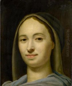 Head Of A Lady Wearing Blue With A White Headress