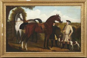 Nobleman, His Groom With Horses