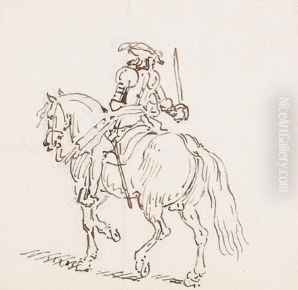 A Soldier In Full Armour On Horseback - view 1