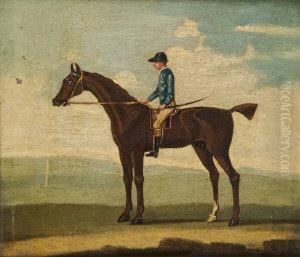 Racehorse In A Landscape With Jockey Up by James Seymour