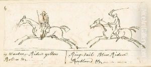 Two Galloping Horses With Jockeys, Bolton Andrutland by James Seymour