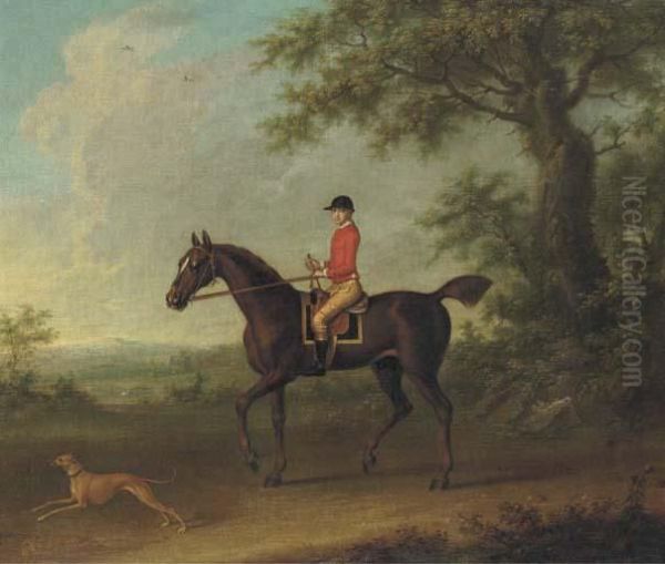 Sedbury, With Jockey Up, And A
Greyhound In An Extensive Wooded Landscape, With Two Country Houses
Beyond - view 1