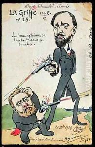 Caricature of a duel between Paul Deroulede 1846-1914 and Jean Jaures 1859-1914 from La Griffe