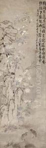 Quails, Flowers, And Rocks - view 1