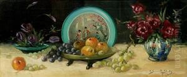 Still Life With Fruit, Flowers And Oriental Ceramics - view 1