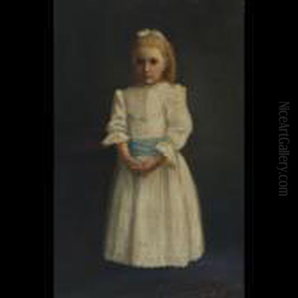 Young Girl In White Dress With Blue Sash - view 1