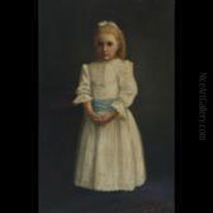 Young Girl In White Dress With Blue Sash by James Jebusa Shannon