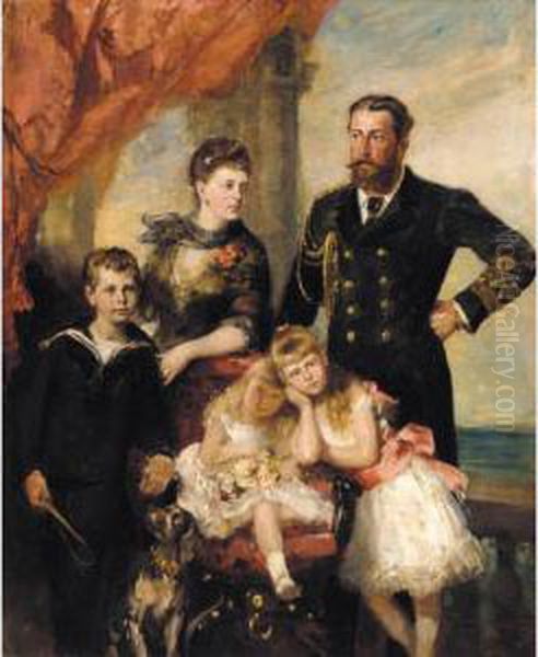 Portrait Of The Duke And Ducchess Of Edinburgh With Their Children - view 1