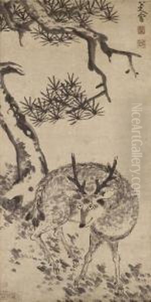 Deer And Pine - view 1