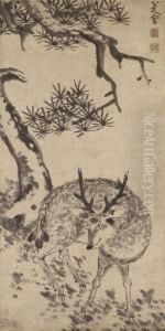 Deer And Pine by Bada Shanren