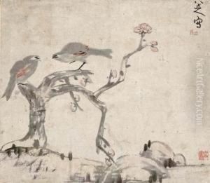 Birds, Plum Blossoms, And Rock by Bada Shanren