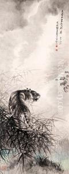 Tiger In Bamboo Grove - view 1